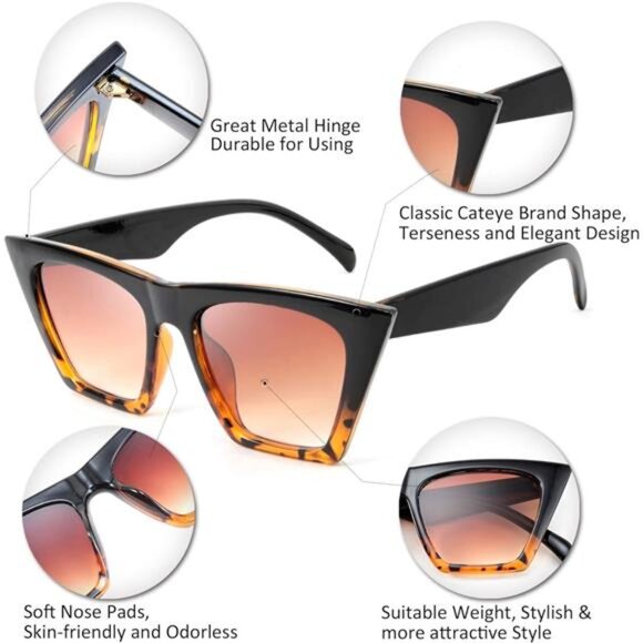 Vintage Square Cat Eye Sunglasses Women Trendy Cateye Sunglasses